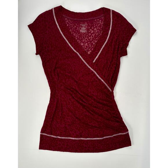 Purple Sheer Top Large Deep V Neck Short Sleeves Blouse Whipsigoth Gothic - Picture 6 of 6